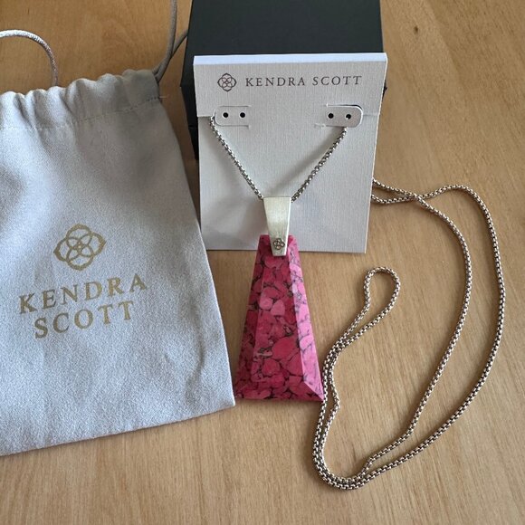 Kendra Scott | Collins Gold  Bronze-Veined Magnesite Long Pendant Necklace - Picture 1 of 4